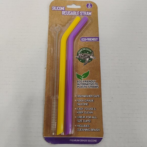 Set of 2 BPA-Free Silicone Reusable Straws – Eco-Friendly & Travel-Ready! - Picture 1 of 3